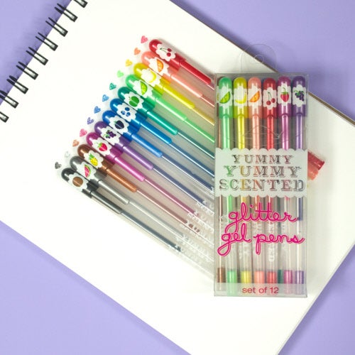 Yummy Scented Glitter Gel Pens - Set of 12 - Andy Thornal Company